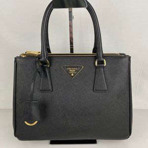 New Prada Small Saffiano Lux Black Leather Tote